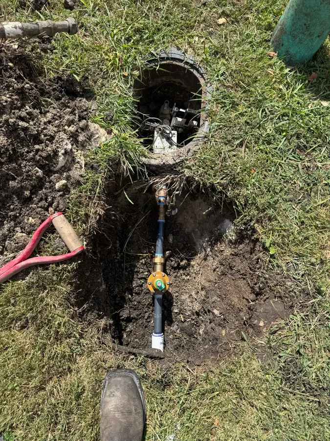 Excavated yard water line repair by Rapid Plumbing